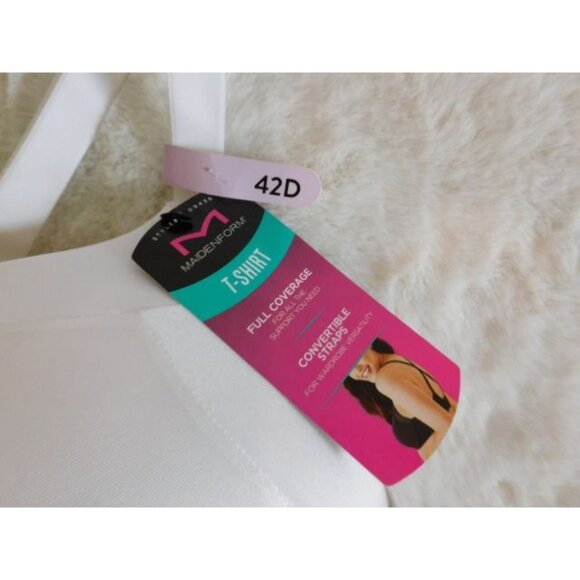Maidenform 42D Comfort Devotion Extra-Coverage Tailored Bra WHITE - Picture 4 of 7